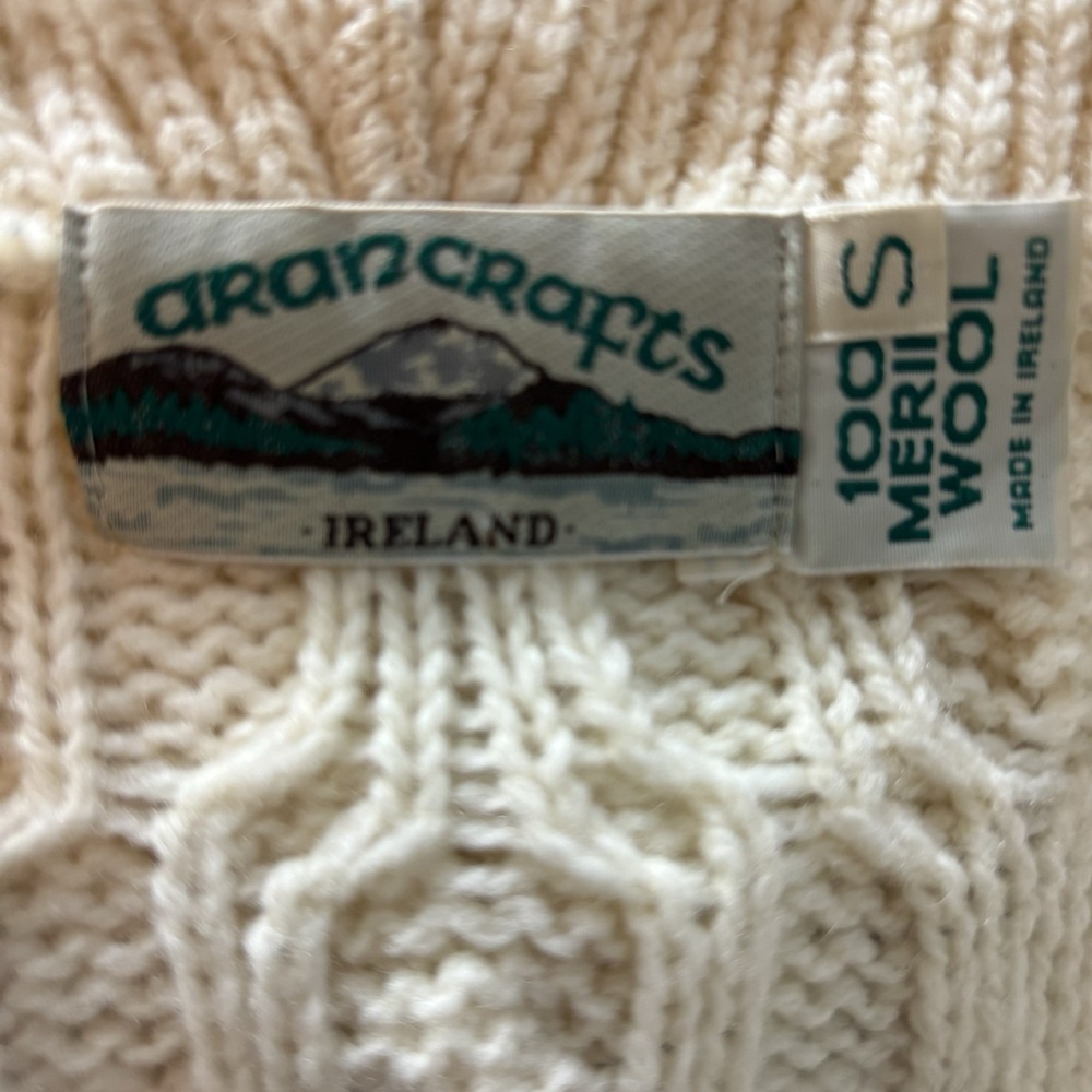 Aran Crafts Women's Cable Knit Cardigan Sweater Merino Wool Hooded Zip Small - Picture 9 of 13
